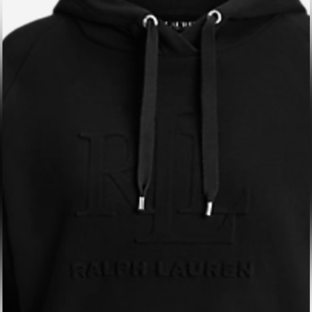 New! Lauren Ralph Lauren Embossed Logo Hooded Sweatshirt Black Sizes L & XL🖤 - Picture 5 of 16